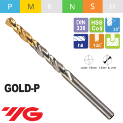 Broca Jobber YG-1 Serie D1GP165 Gold-P HSSCo5