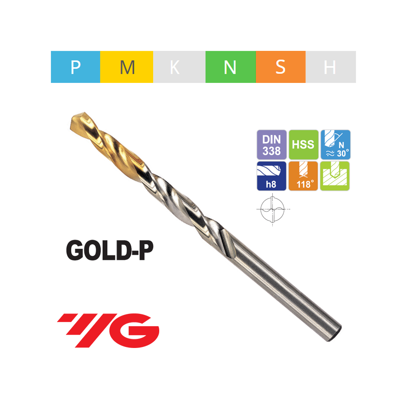 Broca Jobber YG-1 Serie D1GP125 Gold-P HSS Económica