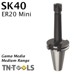 Cono Portapinza DIN69871 SK40 para sujección pinza ER20 Mini Gama Media