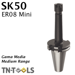 Cono Portapinza DIN69871 SK50 para sujección pinza ER08 Mini Gama Media