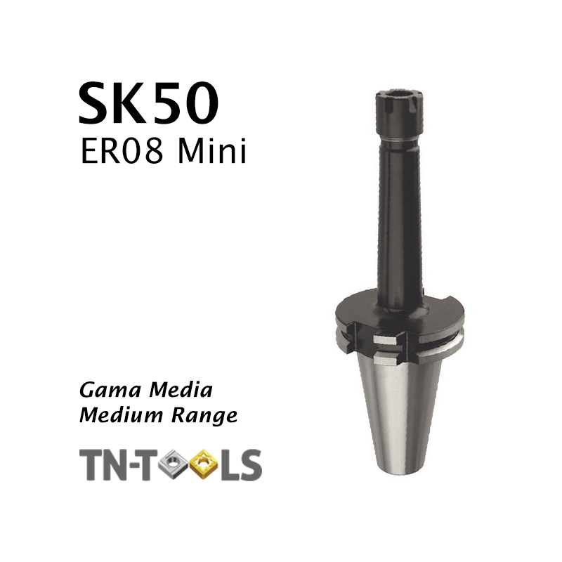 Cono Portapinza DIN69871 SK50 para sujección pinza ER08 Mini Gama Media