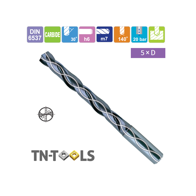 Broca Metal Duro 5 x D Refrigerada Recubrimiento TiAlN Broca Metal Duro 5 x D Refrigerada Recubrimiento TiAlN