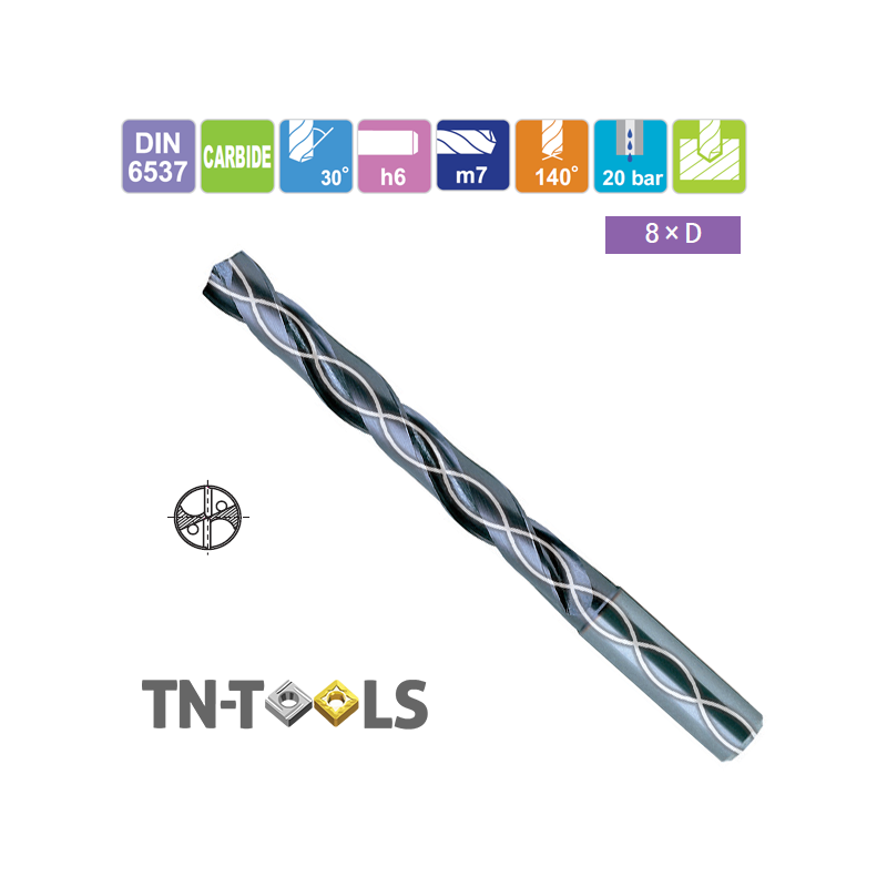 Broca Metal Duro 8 x D Refrigerada Recubrimiento TiAlN Broca Metal Duro 8 x D Refrigerada Recubrimiento TiAlN