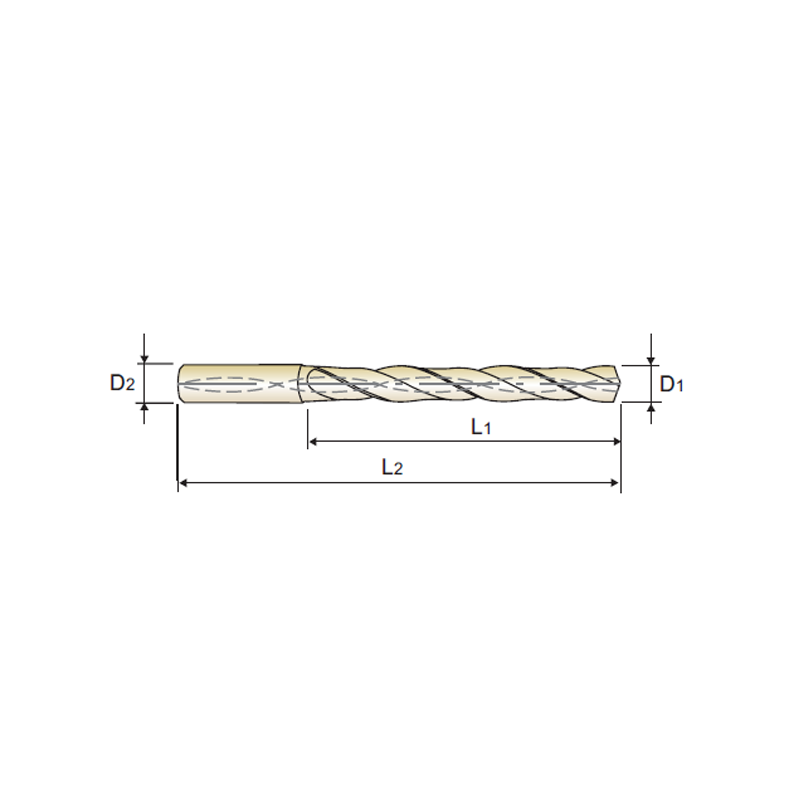 Broca Metal Duro 5 x D Series Larga DH408 Recubrimiento TiAIN Refrigerada