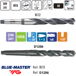 Foret Cone Morse HSS,Serie Larga DIN341