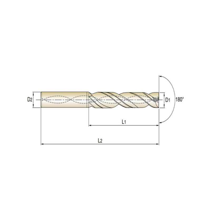 Broca Metal Duro 2 x D   Ángulo  180º  YG1  DPP447