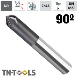 Fresa de metal duro Z4-6 Cortes 90º para Desbarbar y Grabar