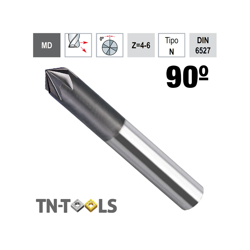 Fresa de metal duro Z4-6 Cortes 90º para Desbarbar y Grabar Fresa de metal duro Z4-6 Cortes 90º para Desbarbar y Grabar