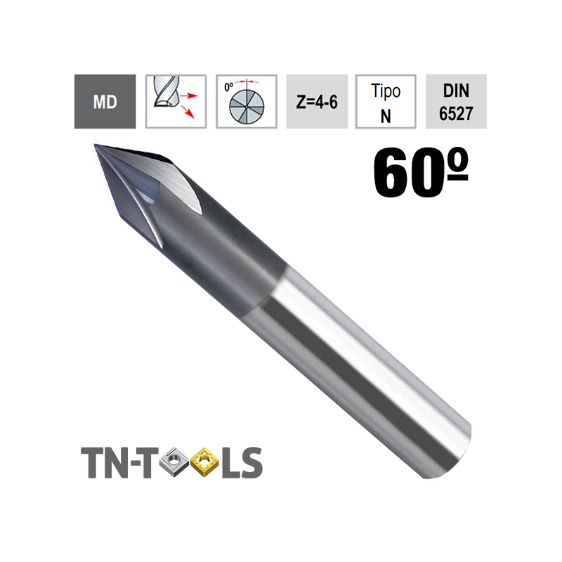 Fresa de metal duro Z4-6 Cortes 90º para Desbarbar y Grabar Fresa de metal duro Z4-6 Cortes 90º para Desbarbar y Grabar