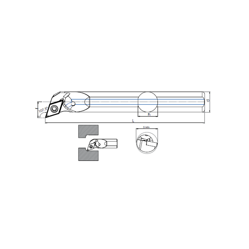 Portaherramientas de Torno Metal Duro E-SDQC R/L(107.5) Interior