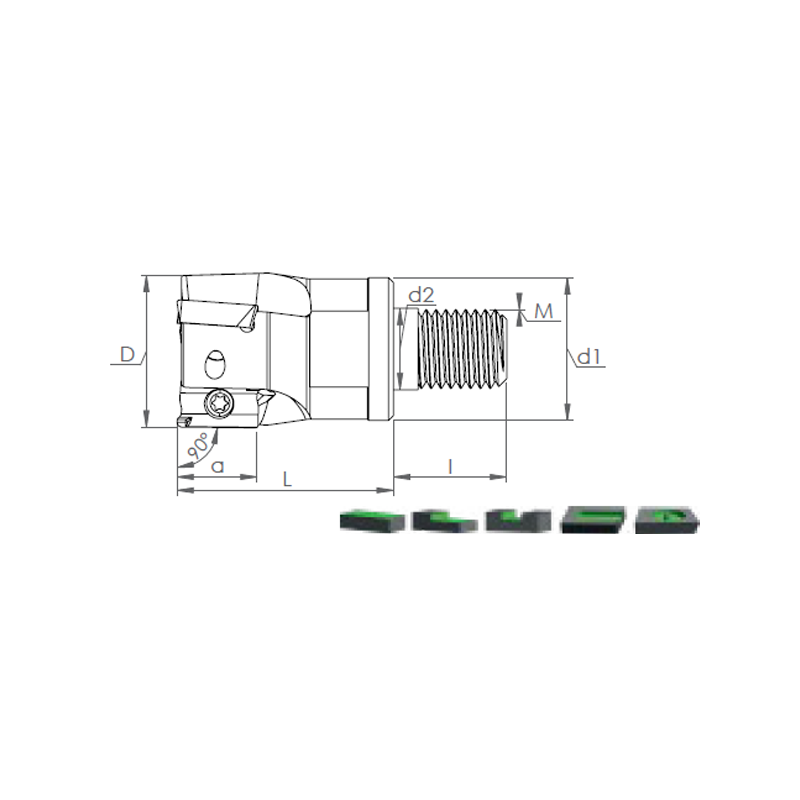 Face Mill Shoulder MT90 AD.T 0803.. / 10T3.. / 1204.. WLTR adaptable for ADKT 1505..