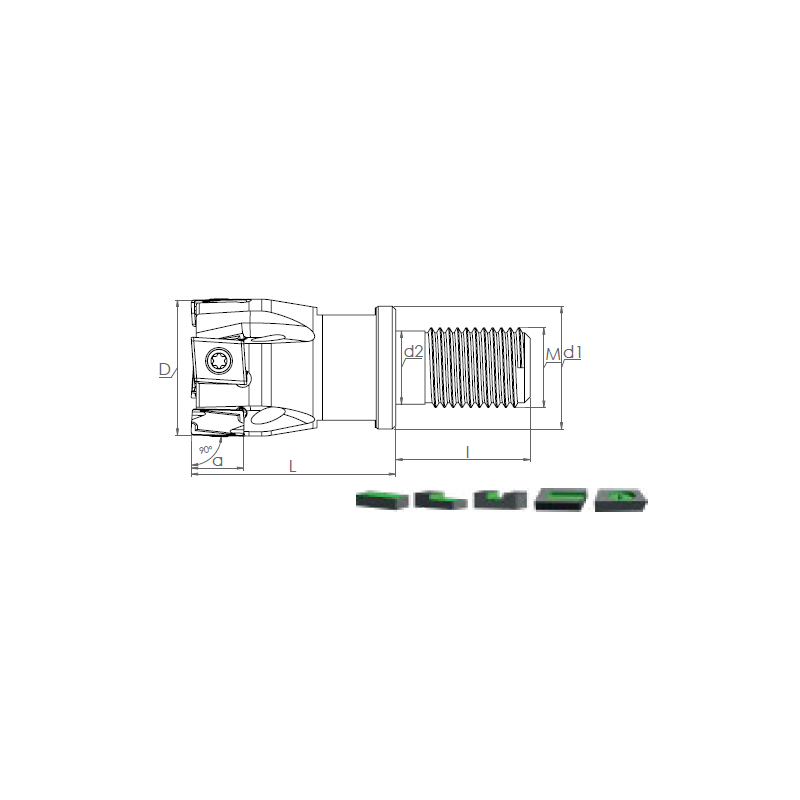 Face Mill Shoulder MT90 LNHU 0904.. adaptable for LNHU 0904..