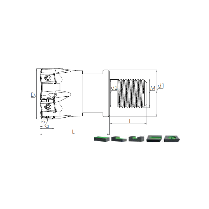 Face Mill Shoulder MT90 LPHU / LPKU 0904..  adaptable for LPHU / LPKU 0904..