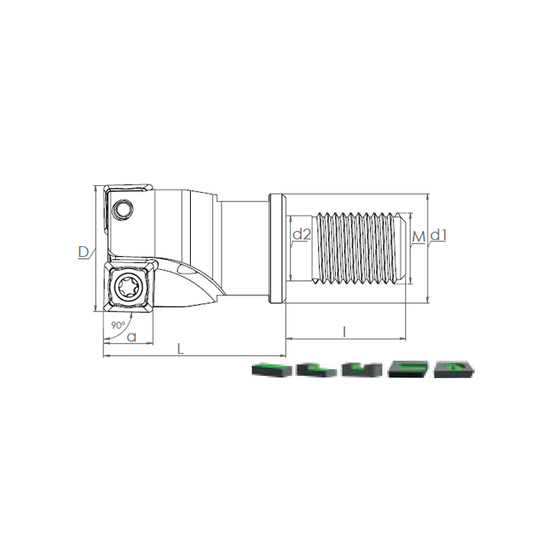 Face Mill Shoulder MT90 SDMT 09T3.. adaptable for SDMT 09T3..