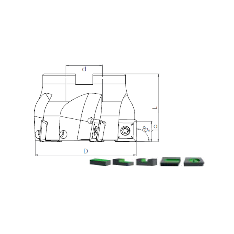 Face Mill Shoulder TK90 SDMT 09T3.. adaptable for SDMT 09T3..