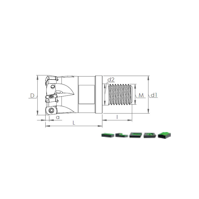 High Feed Milling Tools threaded head MHT LOHT 0603.. Adaptable LOHT 0603..