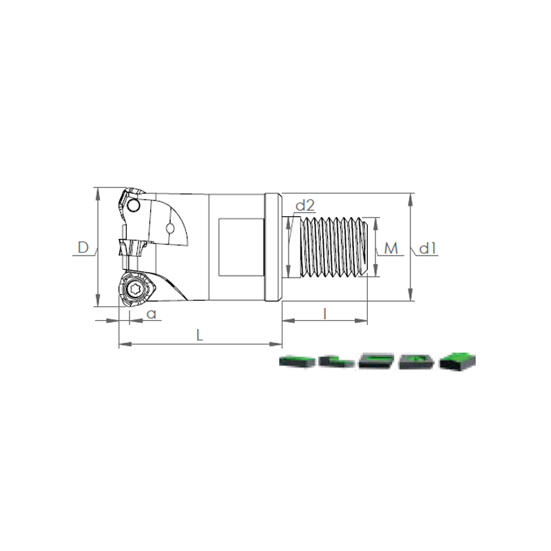 Outils de fraisage à grande avance MHT WDMT 0804.. Adaptable WDMT 0804..