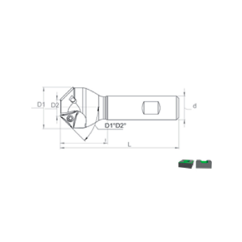 Face and chamfer cutter 10º-72º for TC plate... General applications