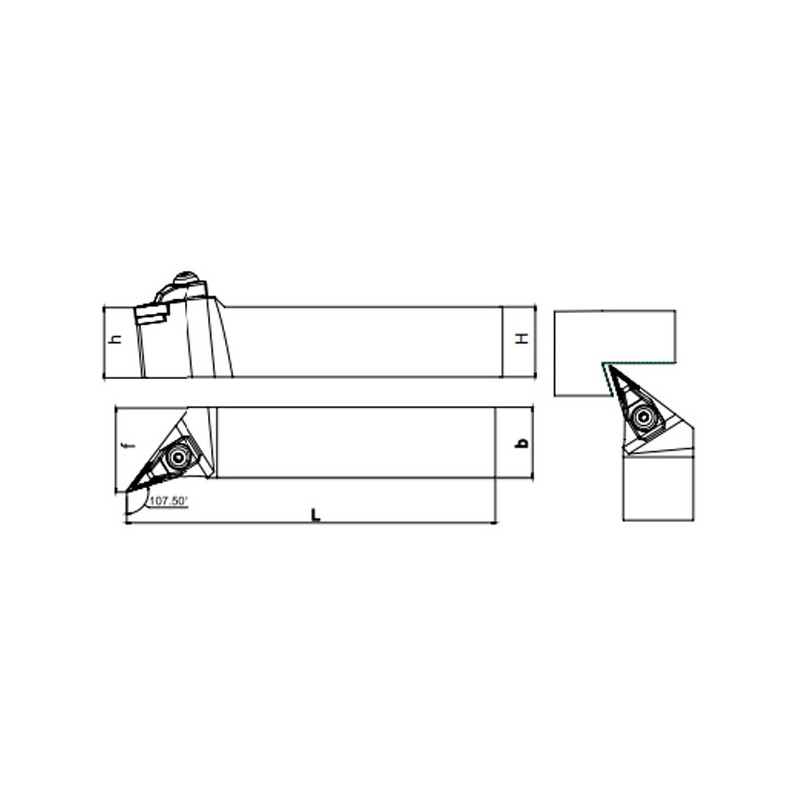 External Coolant Turning Holder TVHNR/L (107.5°)