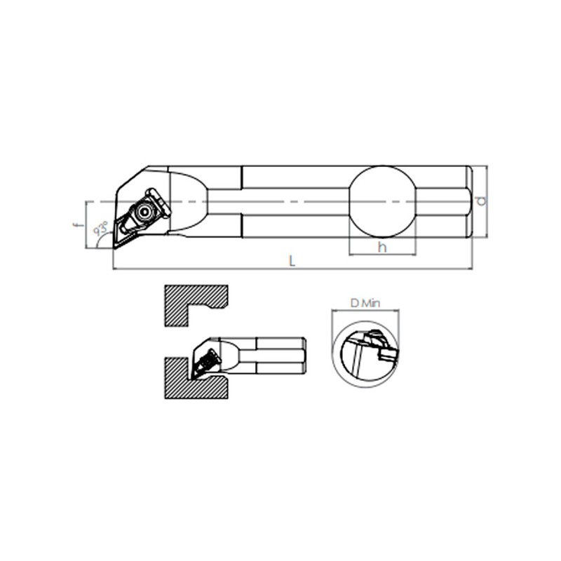 Internal Turning Holder TDUNR/L (93°)