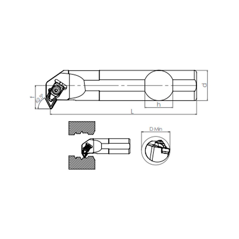 Internal Turning Holder TD-NR/L (62.5°)