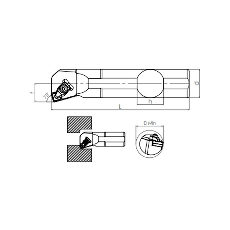 Porte-Outils de Tournage TSKNR/L (75°) Intérieur