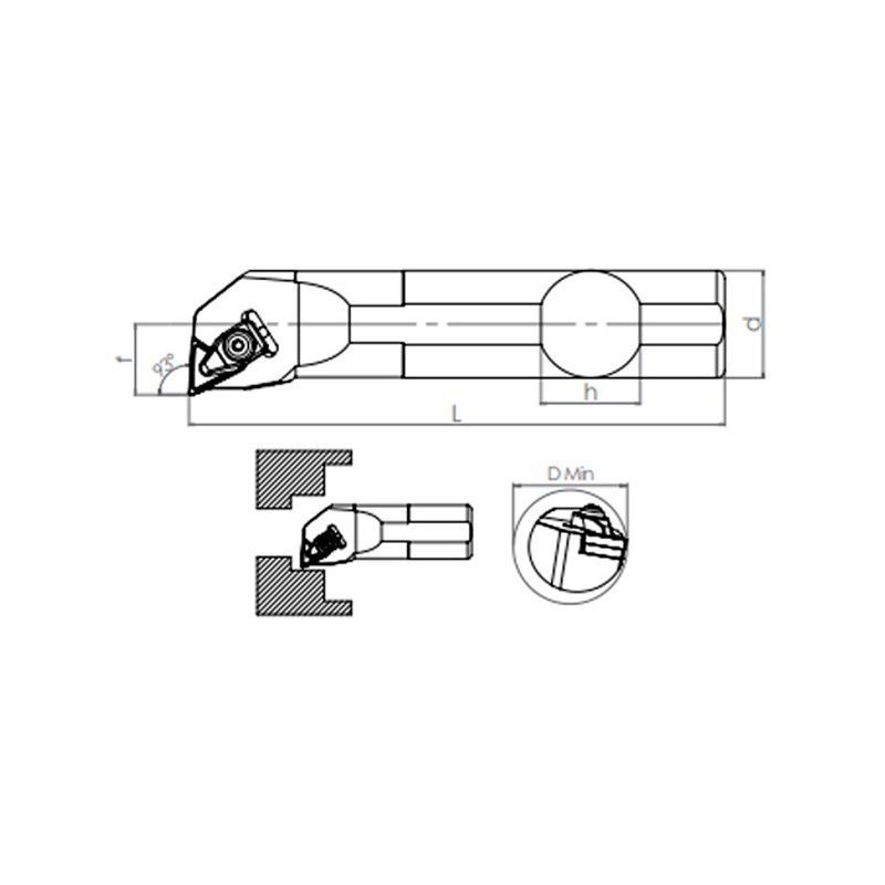 Portaherramientas de Torno TTUNR/L (93°) Interior 