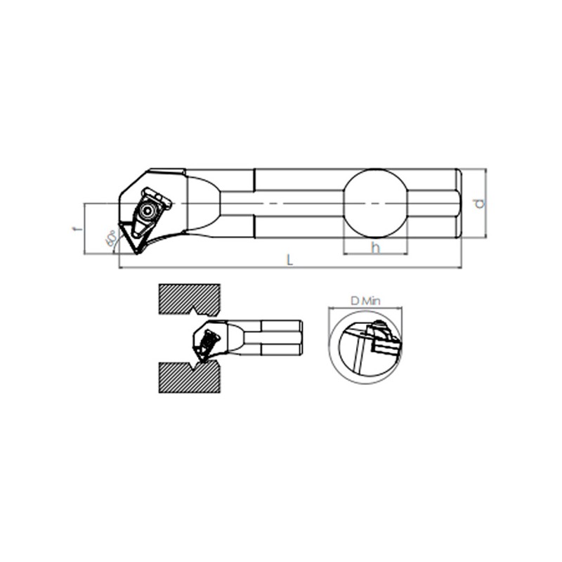 Internal Turning Holder TT-NR/L (60°)