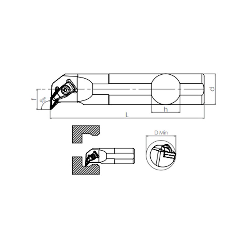 Porte-Outils de Tournage TVUNR/L (93°) Intérieur