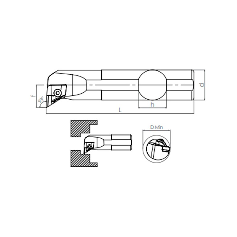 Portaherramientas de Torno CKUNR/L (93°)  Interior 