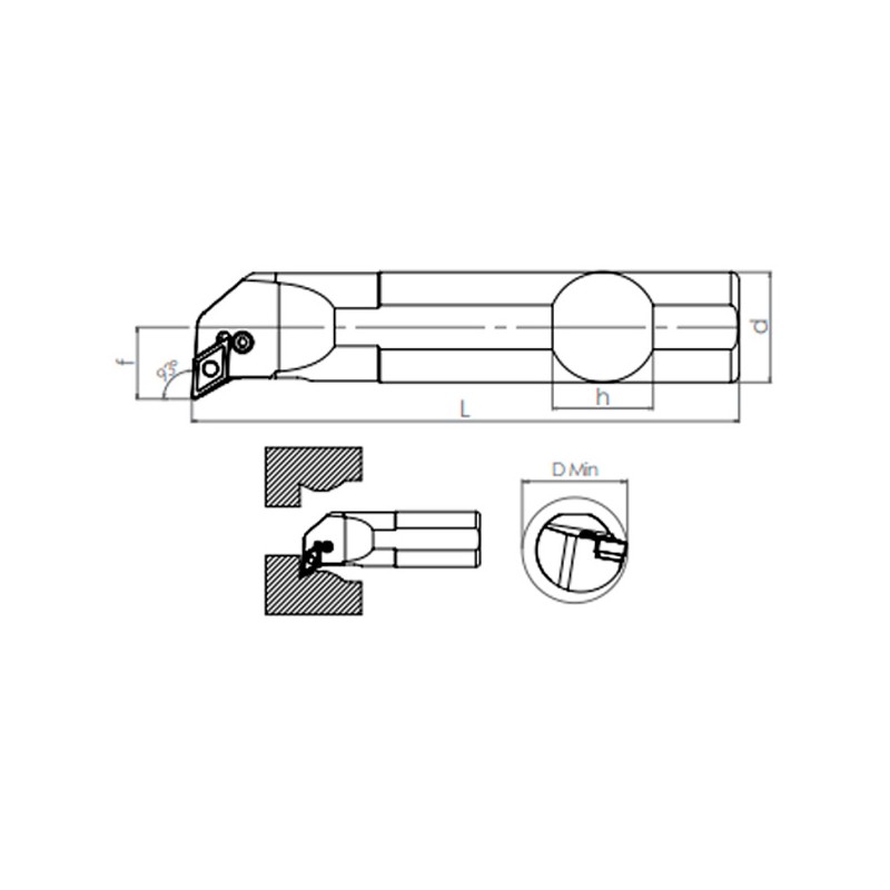 Internal Turning Holder PDUNR/L (93°)