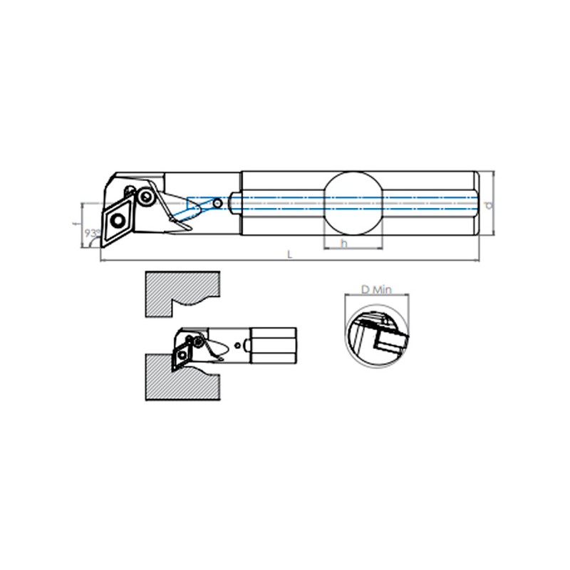 Internal Turning Holder A-PDUNR/L (93°)