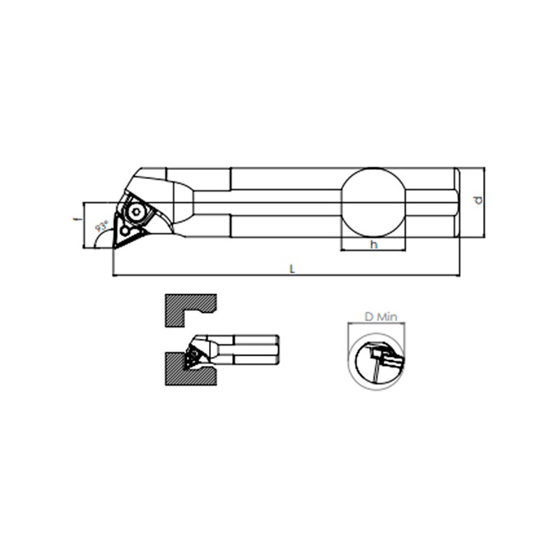 Portaherramientas de Torno MTUNR/L (93°)  Interior 