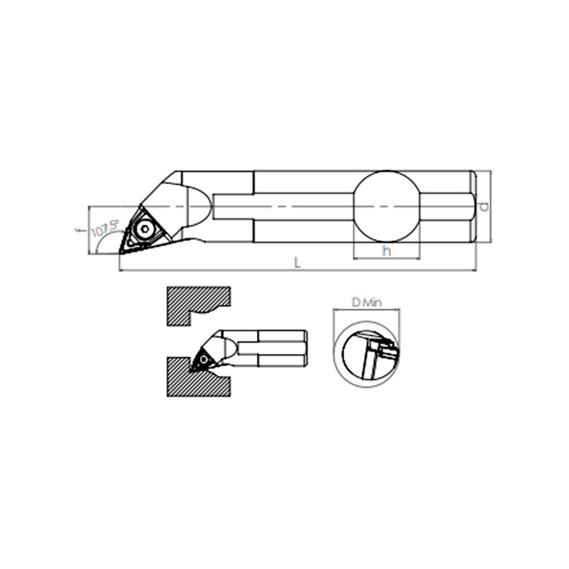 Internal Turning Holder MTQNR/L (107.5°)