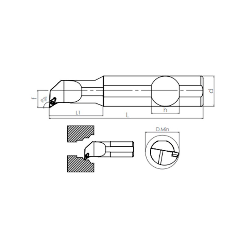 Portaherramientas de Torno SDUCR/L (93°)  Interior 