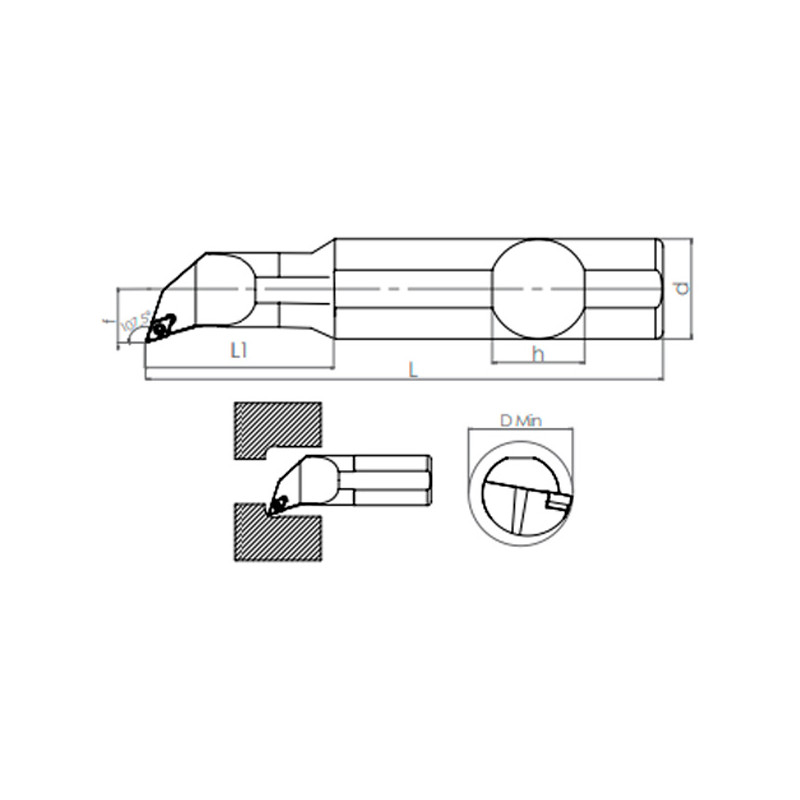 Portaherramientas de Torno SDQCR/L (107.5°)  Interior 