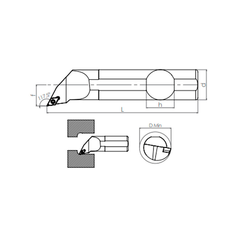 Portaherramientas de Torno SDPCR/L (107.5°)  Interior 