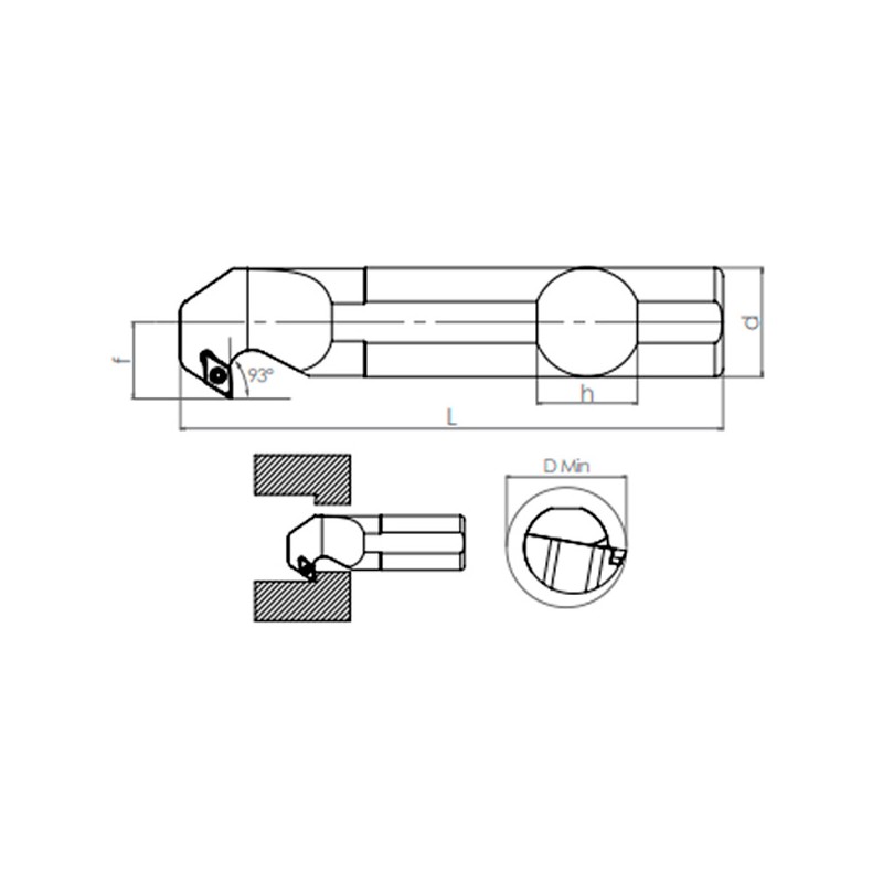 Portaherramientas de Torno SDXCR/L (32°)  Interior 