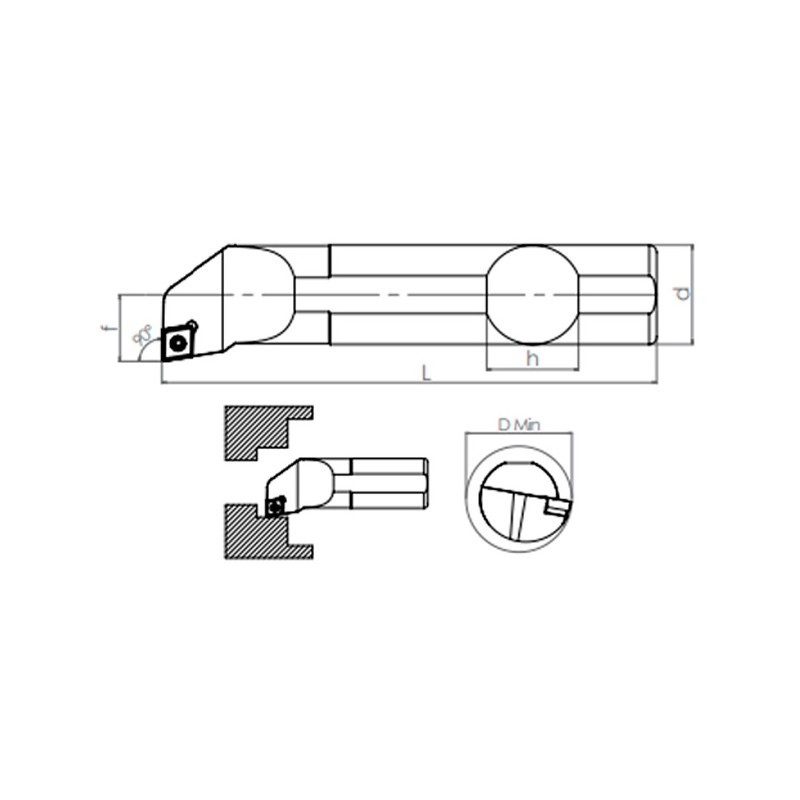Portaherramientas de Torno SCFCR/L (90°)  Interior 