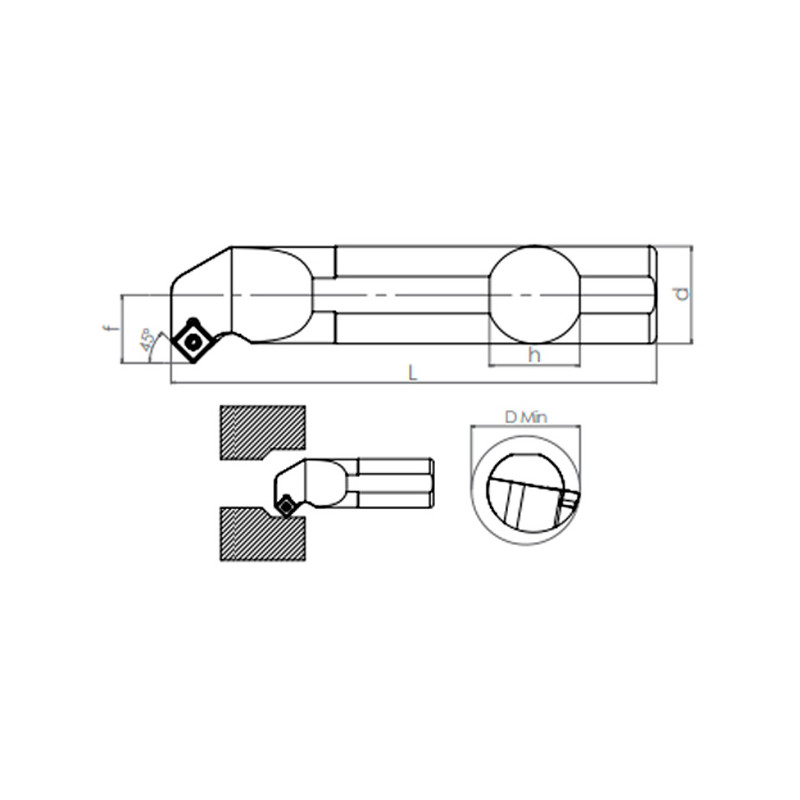 Porte-Outils de Tournage SSSCR/L (45°) Intérieur
