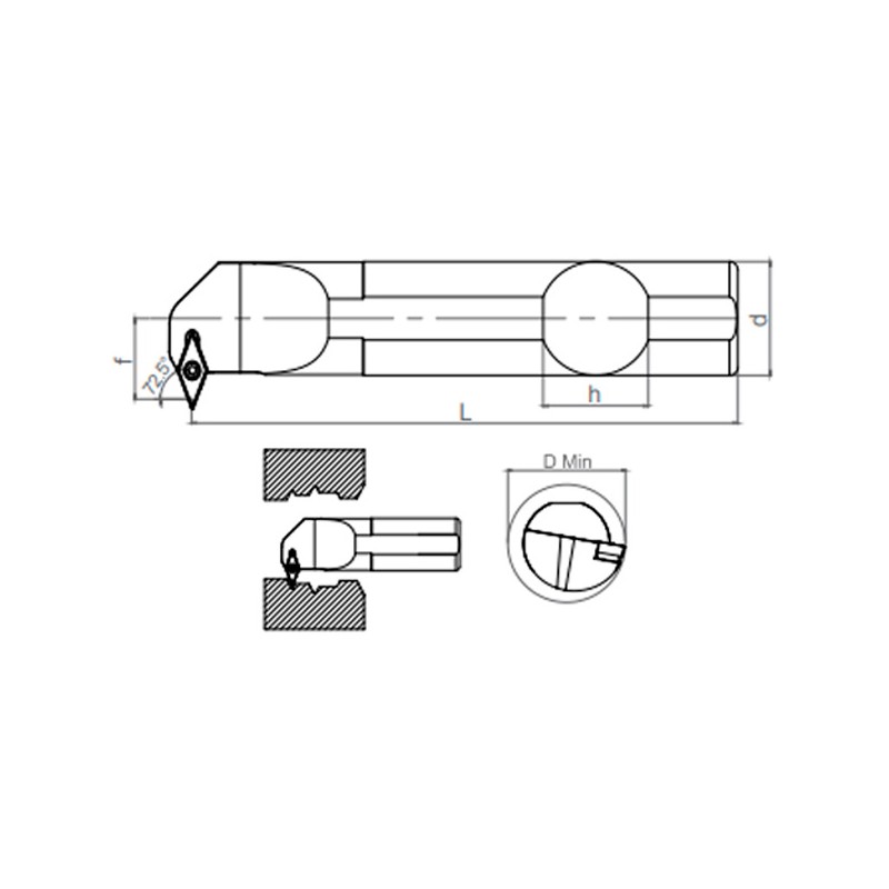 Internal Turning Holder SV-BR/L (62.5°)