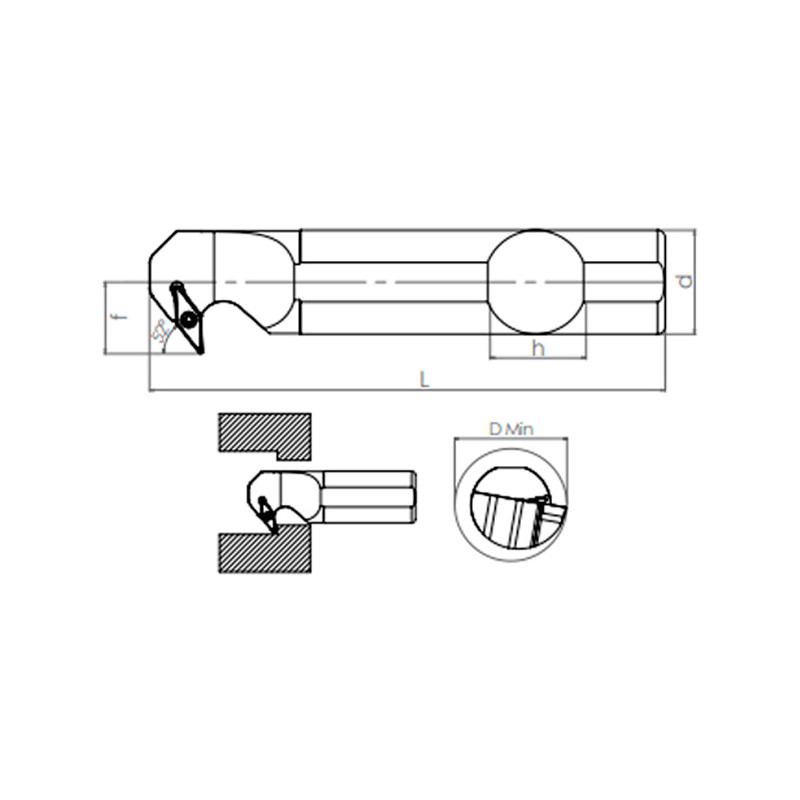 Portaherramientas de Torno SVXBR/L (52°)  Interior 