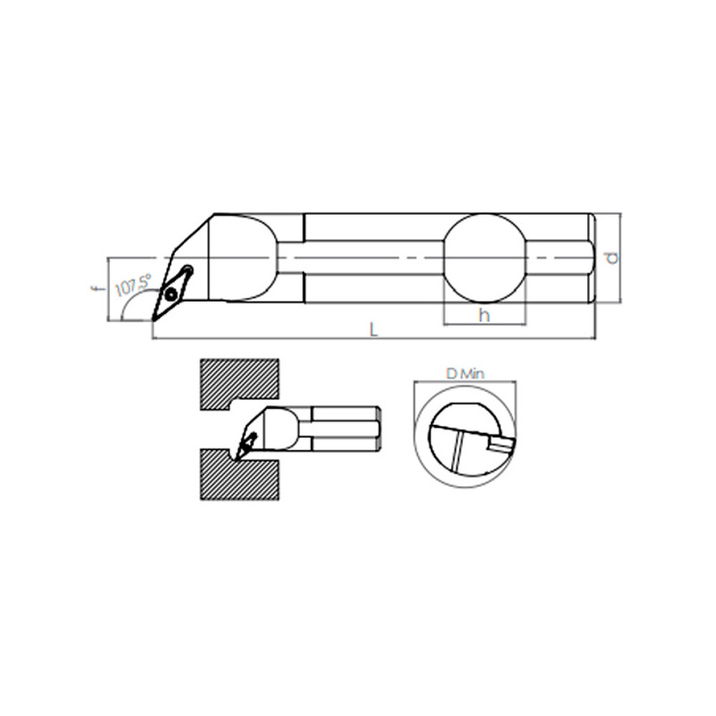 Internal Turning Holder SVQCR/L (107.5°)
