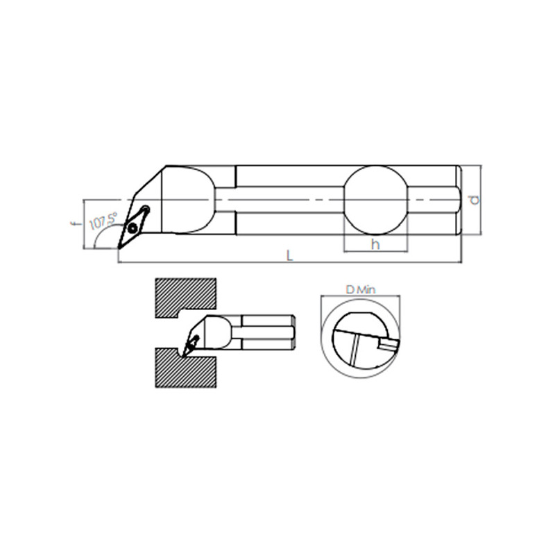 Portaherramientas de Torno SVQCR/L (107.5°) Interior 