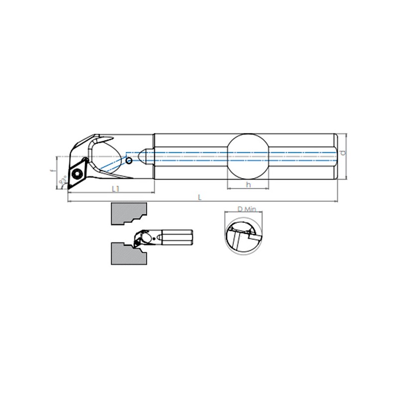 Internal Coolant Turning Holder A-SDUCR/L (93°)