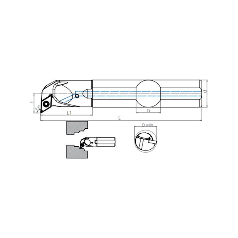 Portaherramientas de Torno A-SDUCR/L (93°) Interior Refrigerado