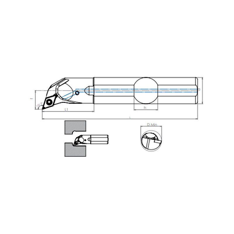 Internal Coolant Turning Holder A-SDQCR/L (107.5°)