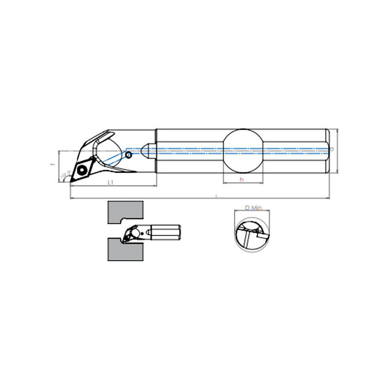 Portaherramientas de Torno A-SDQCR/L (107.5°) Interior Refrigerado 