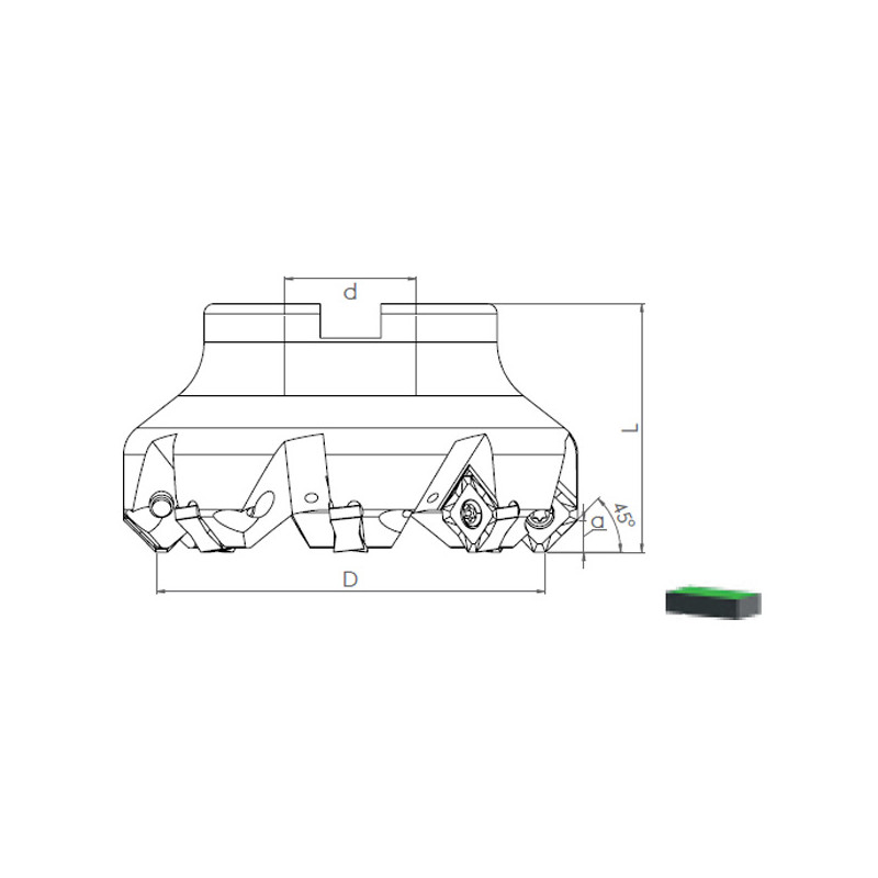 Face Mill Shoulder TK45 SN.. 1206.. 45º adaptable for SN.. 1206