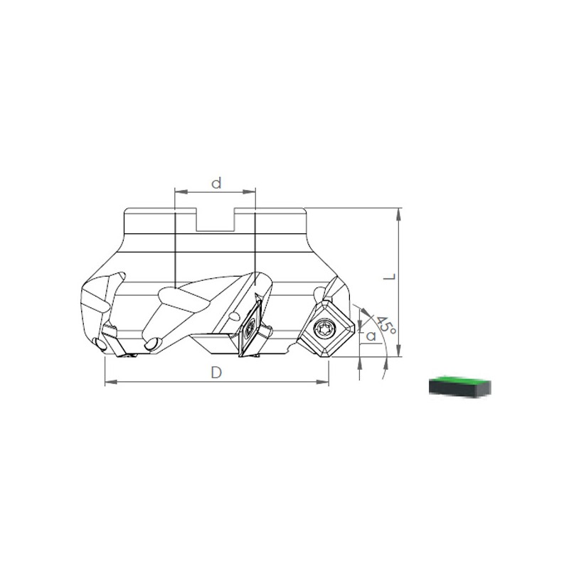 Face Mill Shoulder TK45 SEMT 13T3.. 45º adaptable for SEMT 13T3
